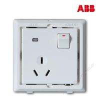 ABB开关插座 德逸雅白 一开三孔带开关16A带LED灯面板AE236
