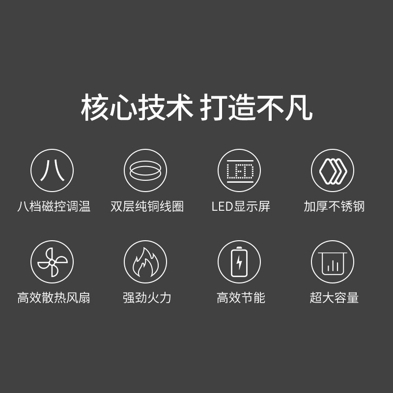 乐创(Lecon)商用电磁炉单头电磁汤矮汤炉灶10KW 380V8档控制酒店饭堂企业工程 LC-J-P10G高清大图