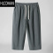 HLCOMAN2024棉麻7七分裤男士夏季宽松薄款新中式直筒短裤大码亚麻裤子