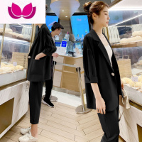 七斓2023新款夏季休闲西装套装女韩版宽松高级感小个子西服套