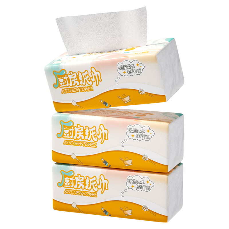 FCS-52852蓝漂厨房白色抽纸3包装