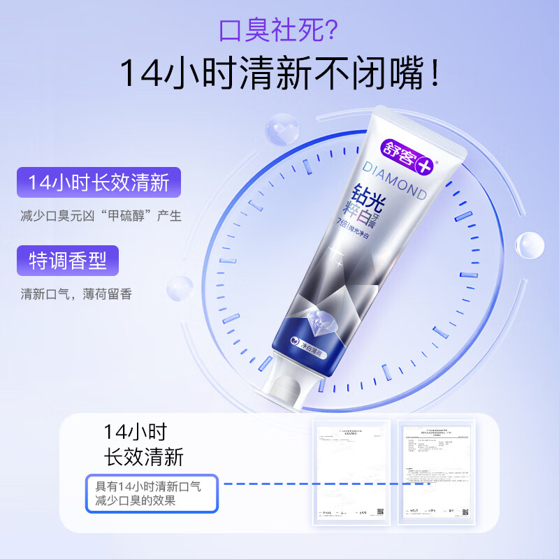 舒客 钻光粹白牙膏去牙渍烟渍美白牙齿120g*3薄荷香 新旧随机发高清大图