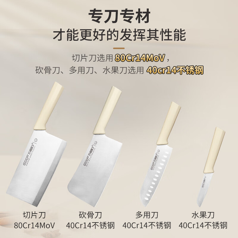 巧媳妇(SMART WIFE)棱致系列6件套 K-1728-6刀具套装厨房 8铬钼钒钢 家用不锈钢切菜刀套装组合高清大图