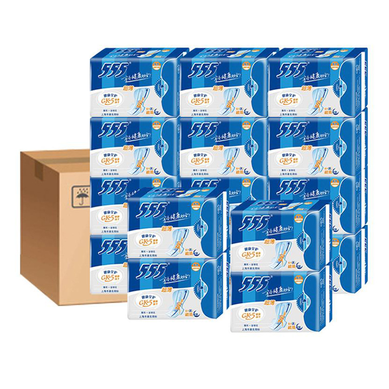 555/三五卫生巾健康全护超长夜用棉质16包360mm 棉柔 国产 姨妈巾高清大图