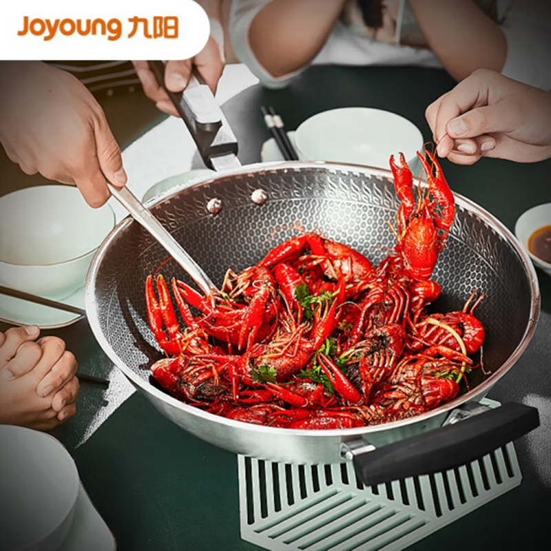 九阳(Joyoung)CF32C-CJ908圆底炒锅不粘锅蜂窝304不锈钢炒菜锅32cm明火专用高清大图