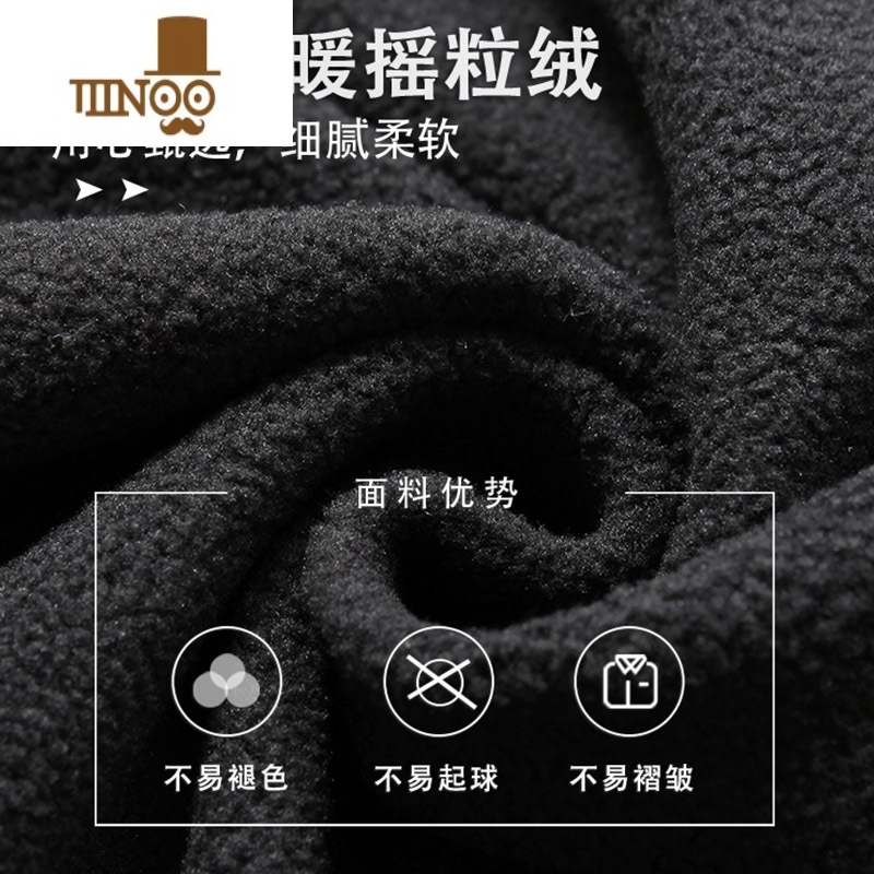 YANXU冬季摇粒绒连帽卫衣男加绒加厚休闲宽松大码羔绒套头长袖上衣长高清大图