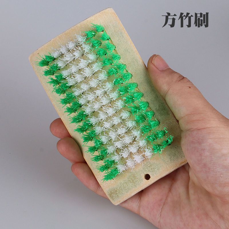 天然竹制鞋刷子批发家用方形硬毛清洁刷洗衣刷鞋刷子 6个