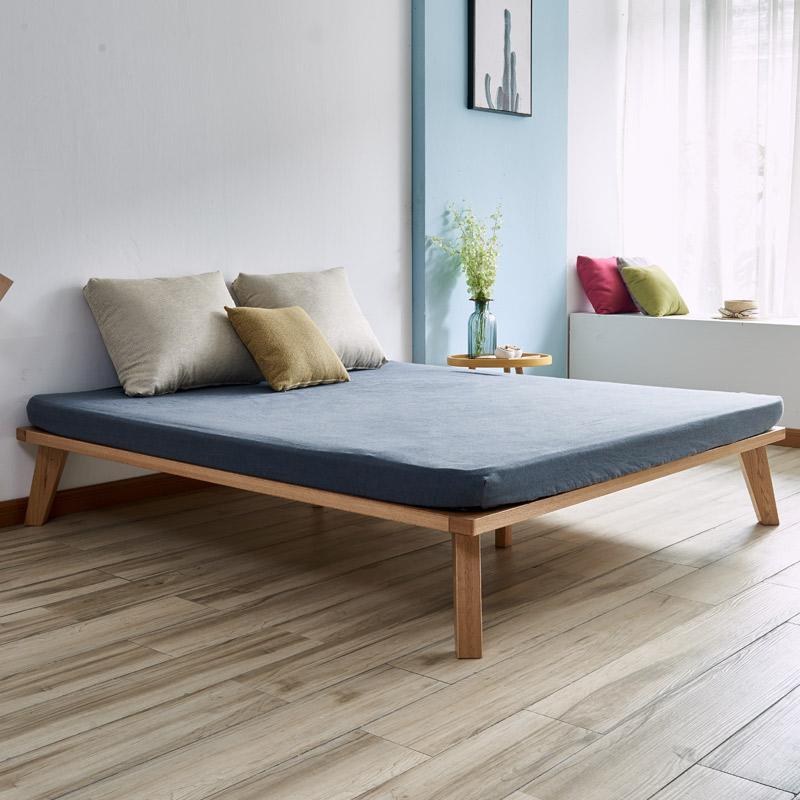 森美人日式榻榻米实木床无靠背白橡木12米18m矮床无床头床架定制民宿