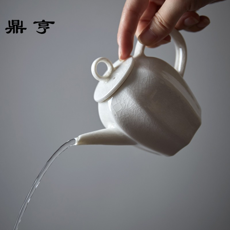 鼎亨陶瓷开片泡茶壶日式功夫茶具红茶小号泡茶器冰裂纹单壶八角壶
