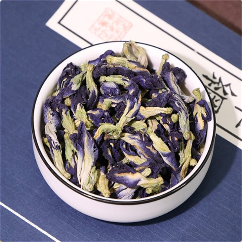 蝶豆花干花专用搭白凉粉柠檬片洛神花商用调色果蔬粉蓝蝴蝶花茶高清大图