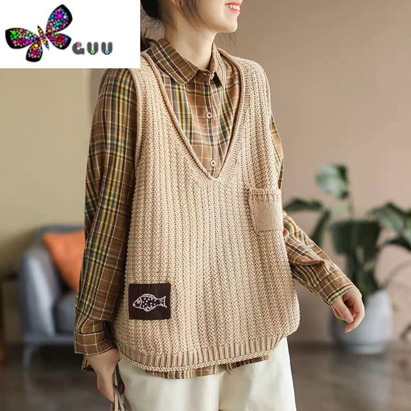 语娄女士马甲针织背心女秋装2023年新小香风毛衣外搭洋气短款马夹