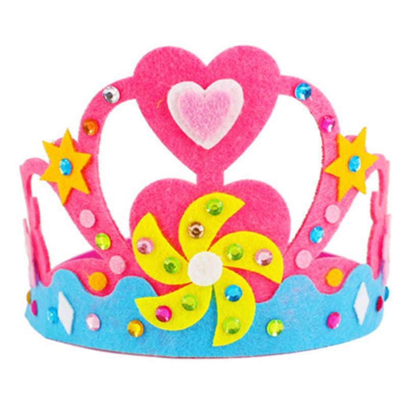 不织布皇冠儿童手工制作生日帽头饰幼儿园创意diy粘贴材料包 不织布