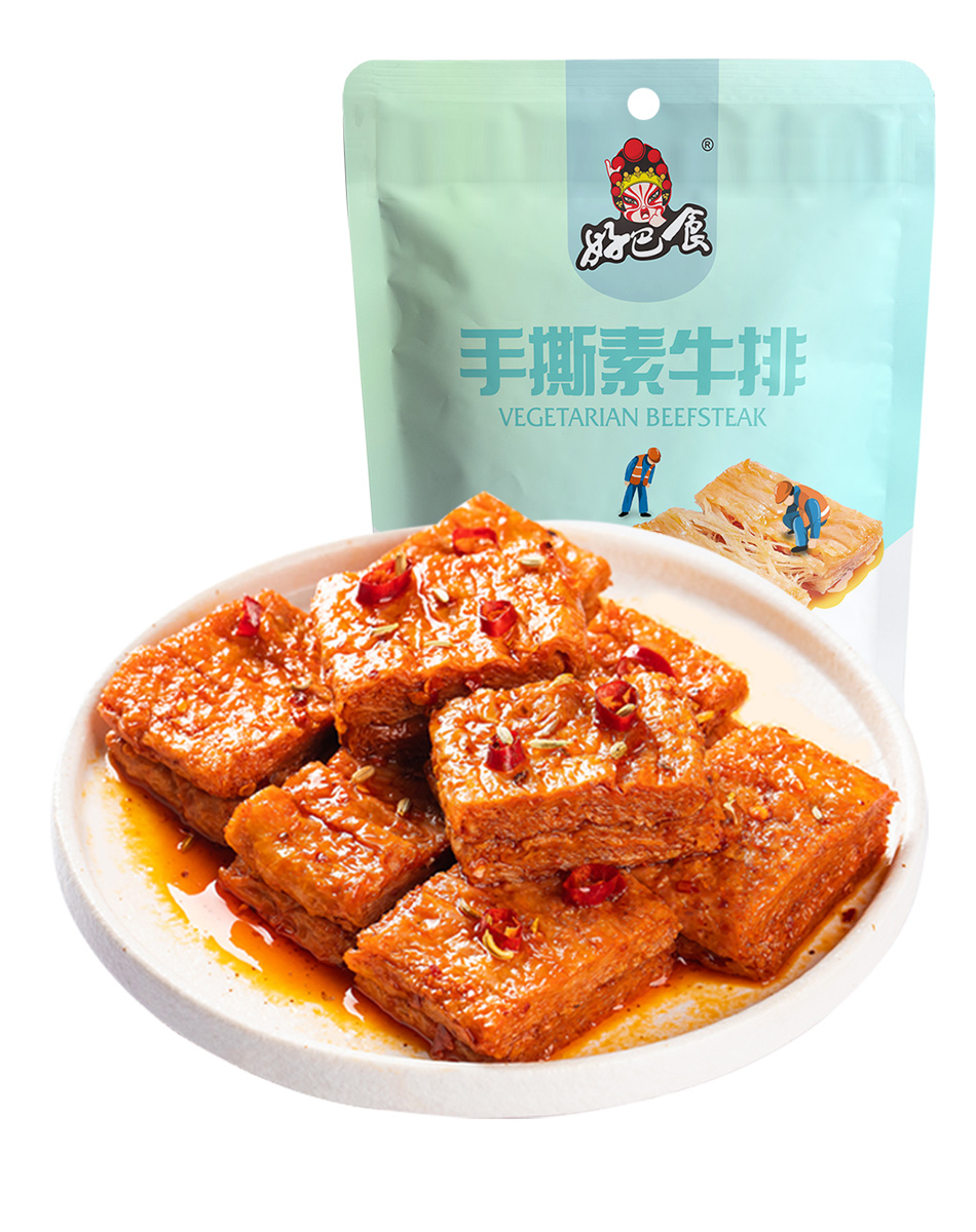 好巴食 素食豆腐干 休闲零食小吃 手撕素牛排麻辣味200g高清大图