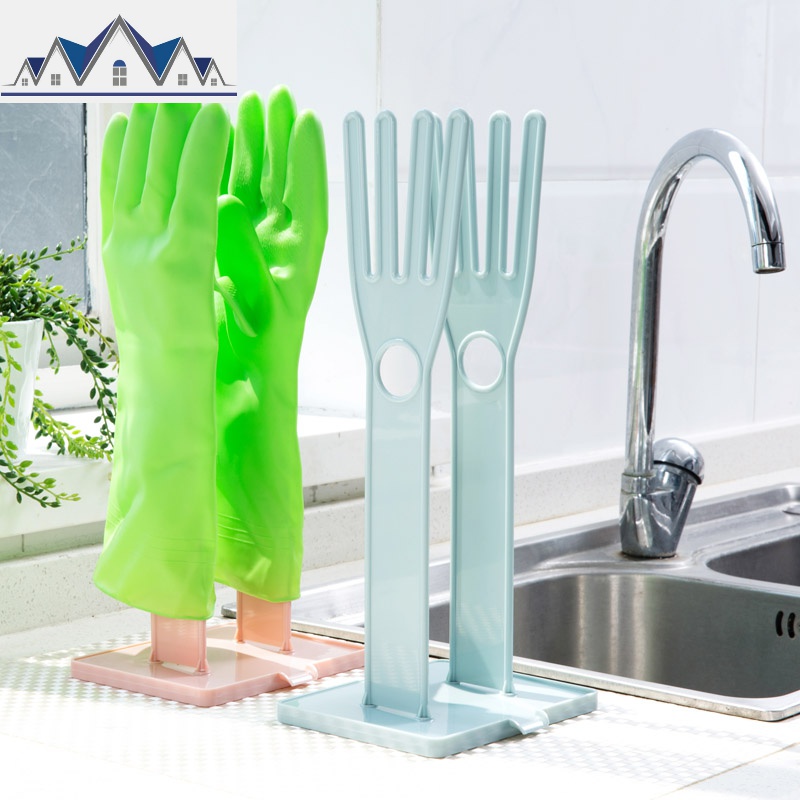 塑料家务手套晾晒架沥水架抹布收纳架 厨房台面带沥水盘厨具挂架 三维工匠高清大图