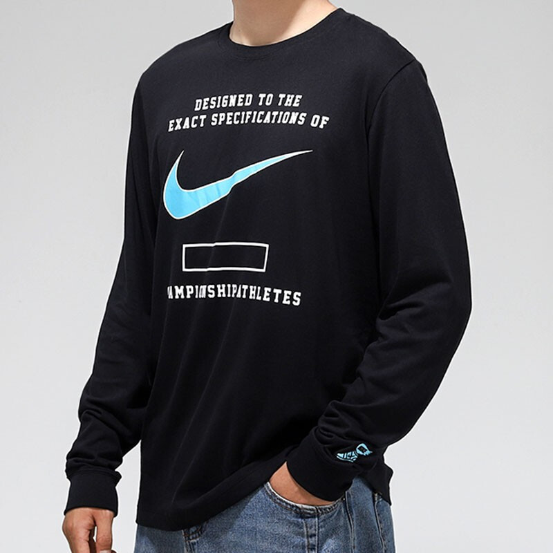 nike耐克男装2020秋季新款运动大logo透气休闲印花圆领长袖t恤cw05280