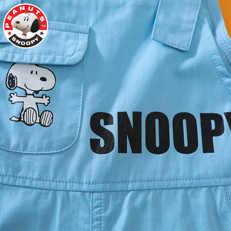 SNOOPY史努比女童套装背带裙短袖套装新款夏装洋气儿童装夏季中大童公主背带裙两件套裙子ZXS030TZ