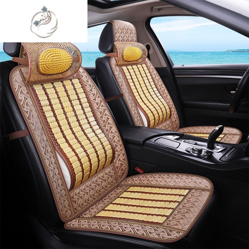 舒适主义汽车座垫夏季冰丝坐垫四季通用司机凉垫车用竹片凉席靠垫腰垫