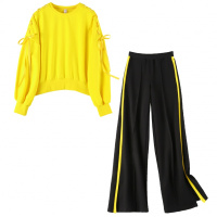 小样传奇 2019春季新款女装时尚阔腿裤两件套宽松显瘦休闲运动服卫衣套装女