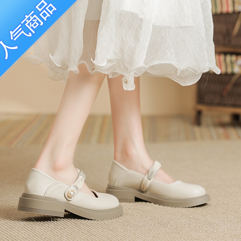 SUNTEK新中式鞋子配裙子夏季凉鞋女玛丽珍女鞋小皮鞋女法式浅口平底单鞋高清大图