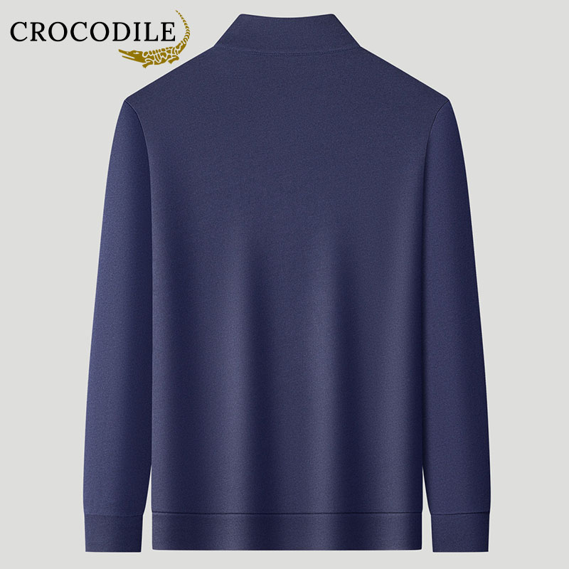 鳄鱼恤CROCODILE 半拉链衫男长袖T恤男装上衣商务休闲POLO衫男高清大图