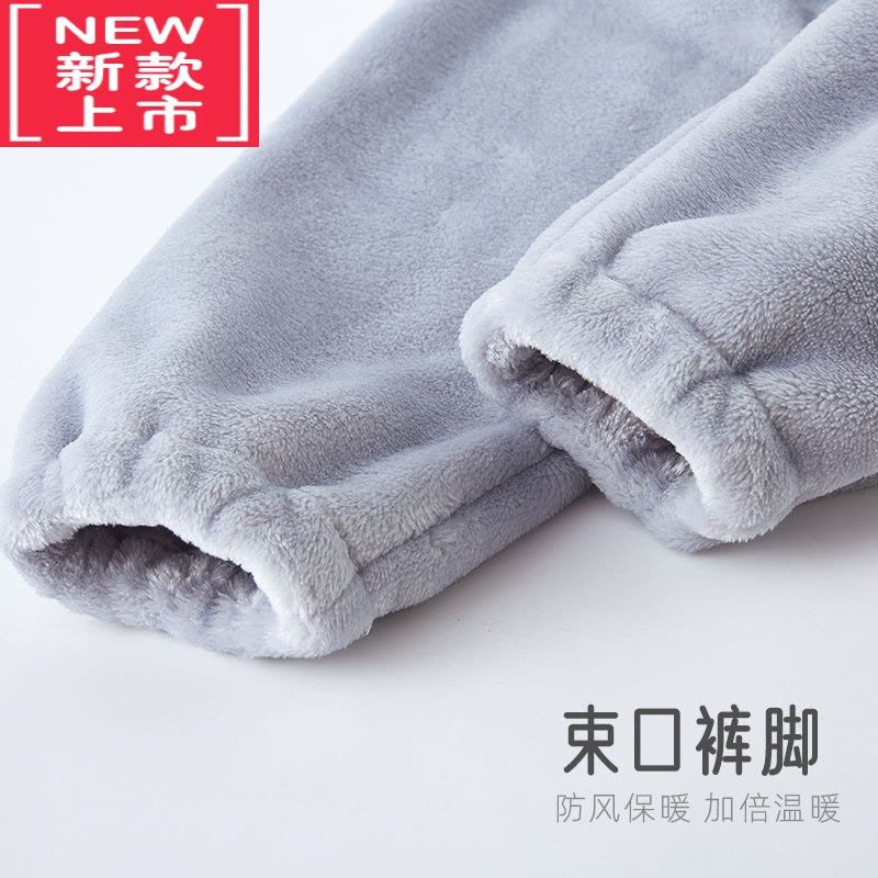 可莉允儿童加绒裤子男女童暖暖裤宝宝秋冬珊瑚法兰绒睡裤加厚婴儿保暖裤图片