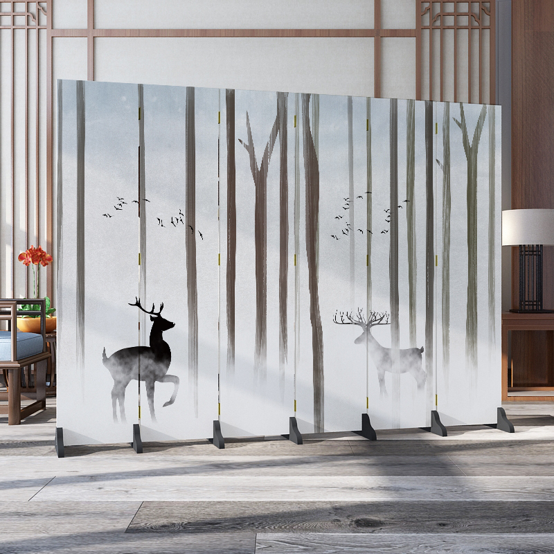 中式屏风卧室遮挡家用装饰隔断墙客厅酒店办公室折叠移动双面折屏 乳白色爆款4