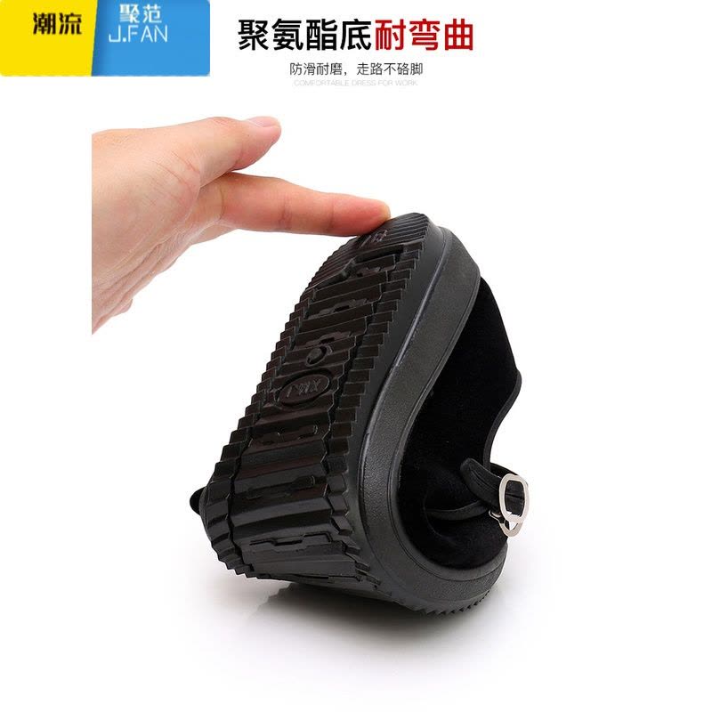 聚范新款老北京布鞋女单鞋平底上班工作鞋黑色防滑广场舞鞋妈妈鞋软底图片