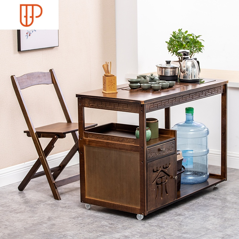 移动茶车一体烧水家用泡茶车简约烧水带抽屉带轮旅行茶具茶国泰家和