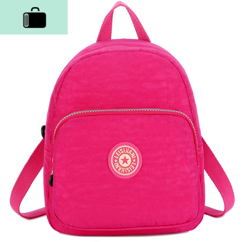 双肩包女小包时尚百搭防水牛津布帆布尼龙休闲旅行轻便迷你小背包NEWLAKE 玫红色