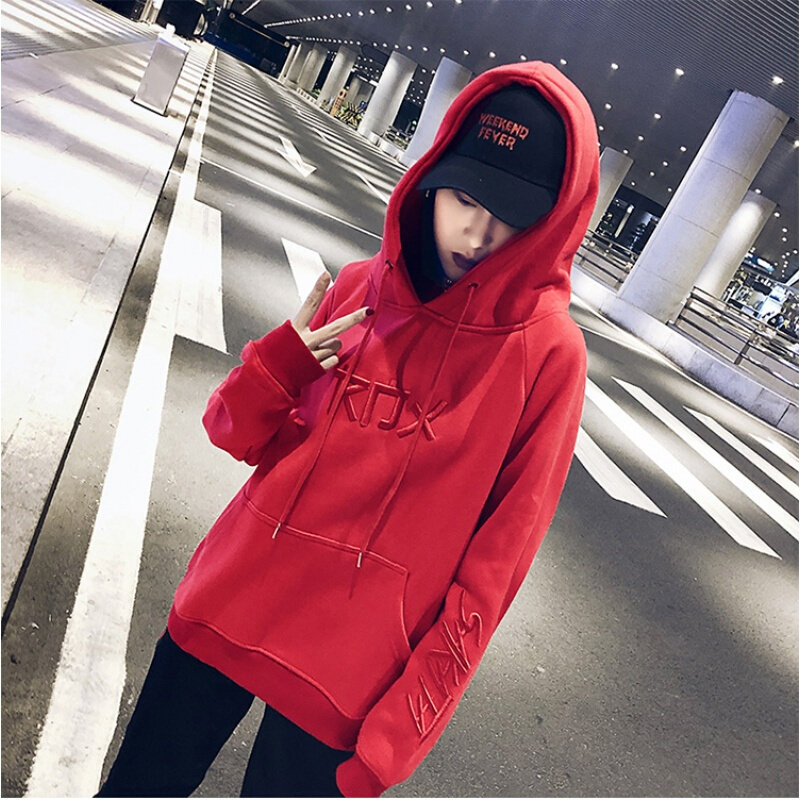 情侣装卫衣女秋2018新款韩版长袖宽松套头连帽慵懒刺绣超火的外套