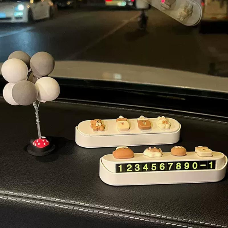 车载临时停车牌号码牌车上卡通创意摆件汽车移车挪车卡电话可爱女