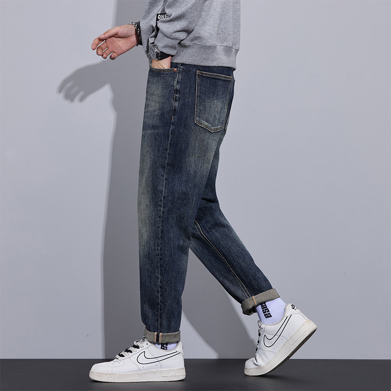 秋冬新款长绒棉牛仔裤直筒裤男休闲百搭弹力棉质潮牌韩版男士裤子_065高清大图