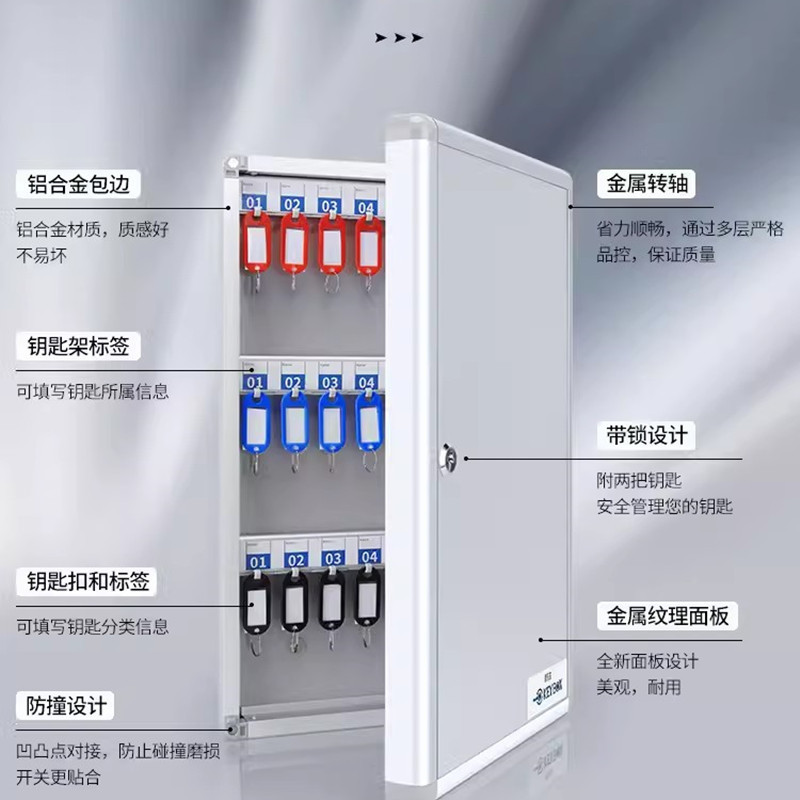 迅迈 96位壁挂钥匙箱[铝合金加厚款]钥匙箱壁挂式房地产中介物业汽车锁匙收纳存放盒储存管理盒钥匙柜