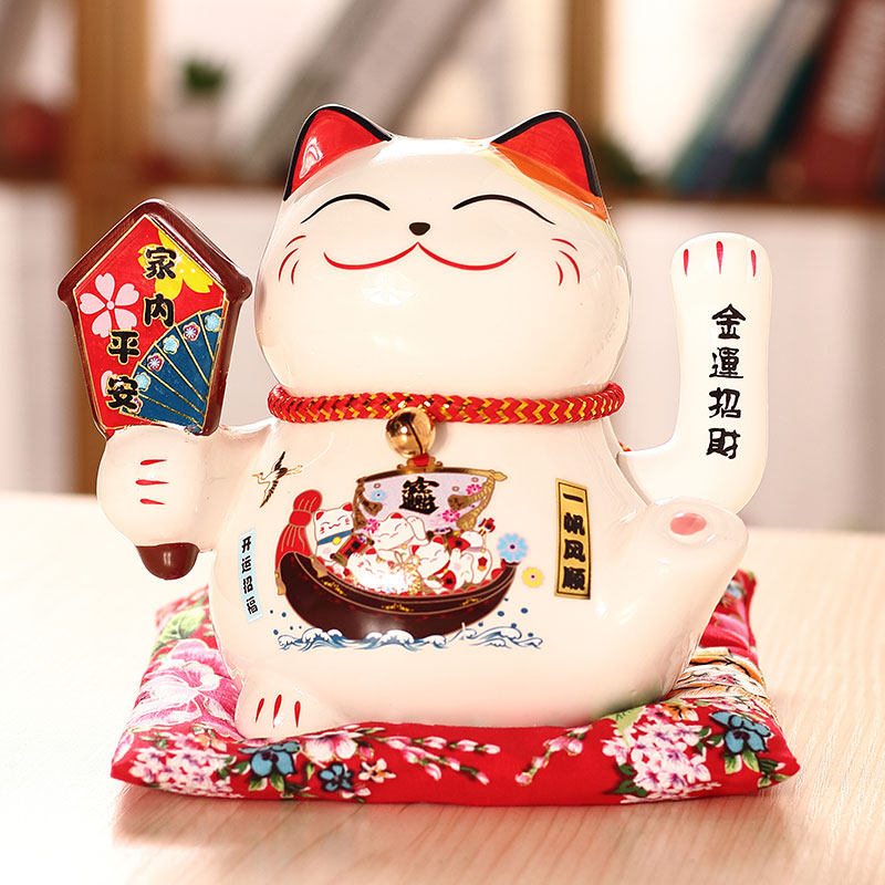 世界我一个初恋猫同款猫摆件陶瓷电动摇手居家小发财猫 三维工匠 6寸摇手一帆风顺(令牌)(初恋同款)猫高清大图