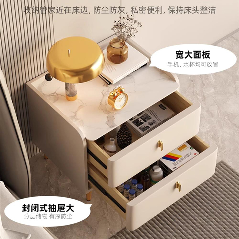 布欧格实木床头柜岩板台面高清大图