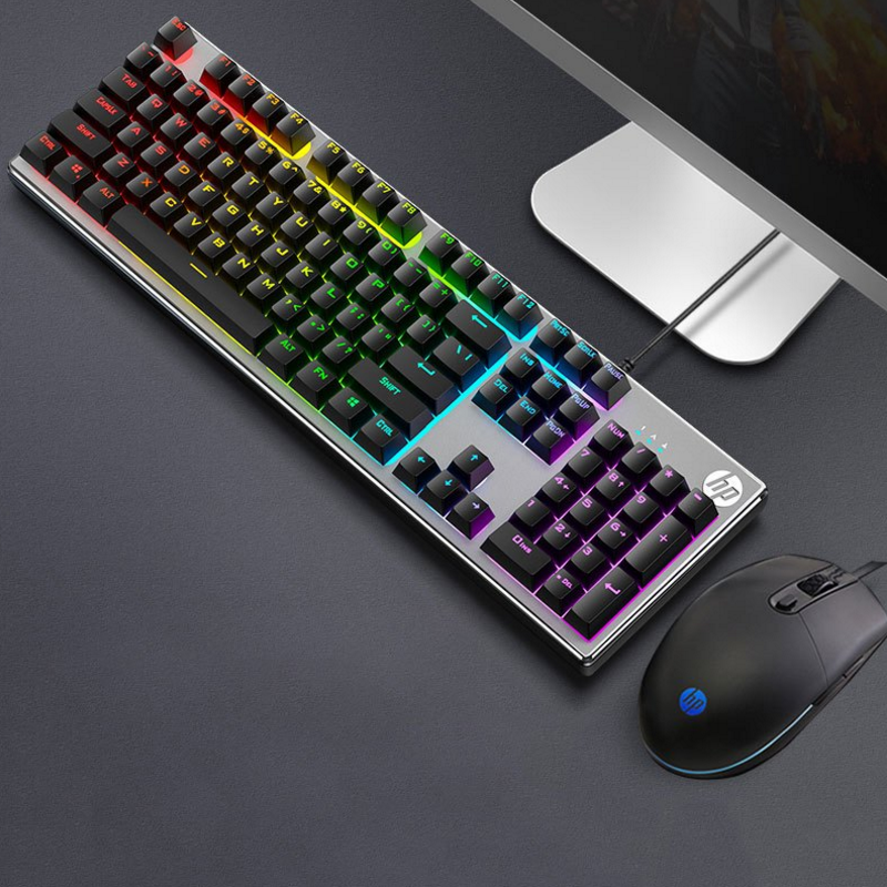 惠普k500f机械手感有线键盘打字静音键盘鼠标套装参数