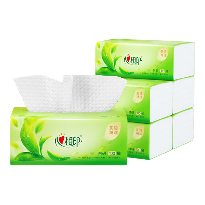 心相印面巾纸100抽*6包三层茶语系列DT9100包-6