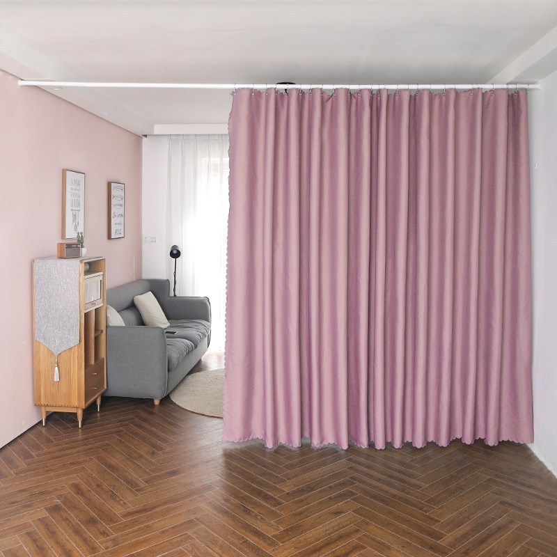 家柏饰(CORATED)免打孔隔断帘帘遮光窗帘北欧简约客厅家用厨房卧室挡风窗子隔冷 粉色 宽5*高1.8米双开送杆『适合宽360-410厘米』
