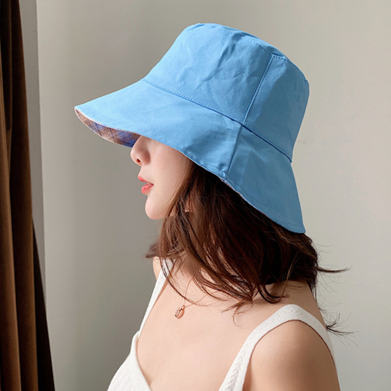 网红渔夫帽女士夏天日系遮脸韩版潮遮阳帽大沿防晒太阳帽双面帽子