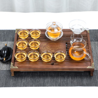 苏氏陶瓷整套玻璃茶具套装家用实木茶盘托盘茶道茶海茶台功夫茶具