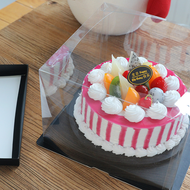 高芭比透明生日蛋糕盒子5套白色纸盖蛋糕盒4寸单层18*18*14cm>800_800