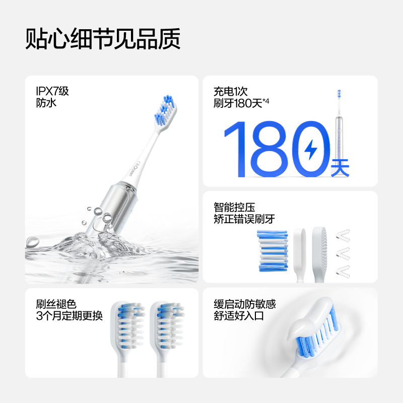 呼吸海洋低频电动牙刷正畸牙齿敏感者及老人适用高清大图