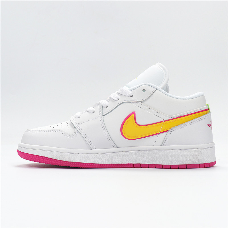 jordan1aj1白黄粉糖果女子低帮运动休闲篮球板鞋跑步鞋cv4610100