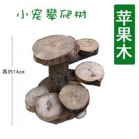 苹果木宠物健身跳台广场仓鼠磨牙玩具松鼠龙猫用品原木跳板笼DIY 攀爬树桩(小号)