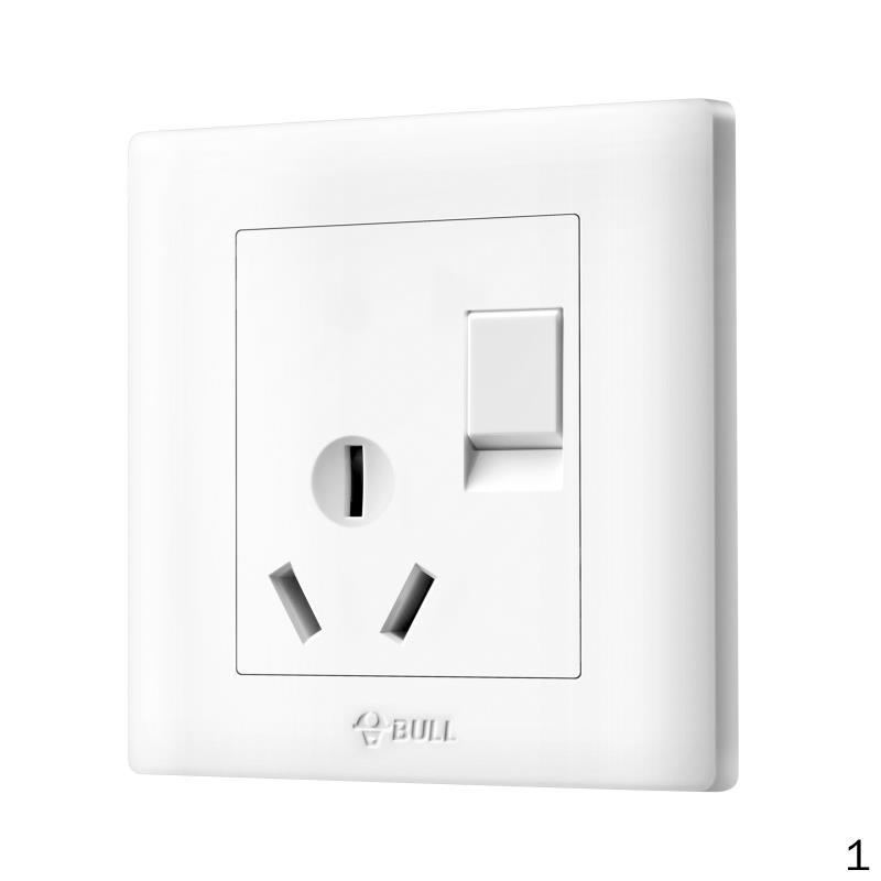 公牛(BULL) GN-G32E204 GNG32E204三极+单极开关插座A/16A86型暗装三孔16A+一位单控开关
