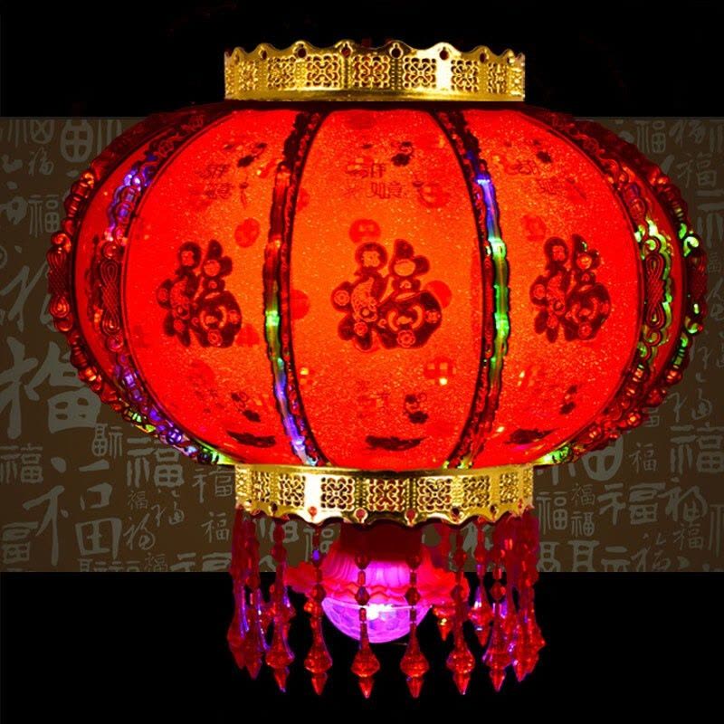 苏宁放心购 中式灯笼旋转LED福字灯笼户室外大红灯笼阳台乔迁水晶走马投影灯笼图片