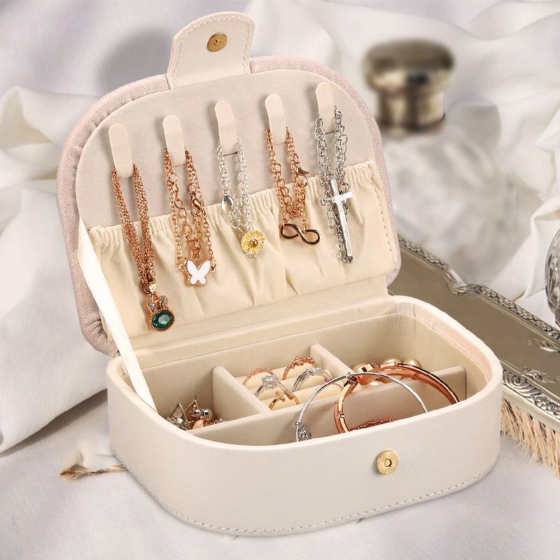 玫瑰金16125cm首饰收纳盒小巧项链戒指耳饰耳环收纳神器便携旅行简约