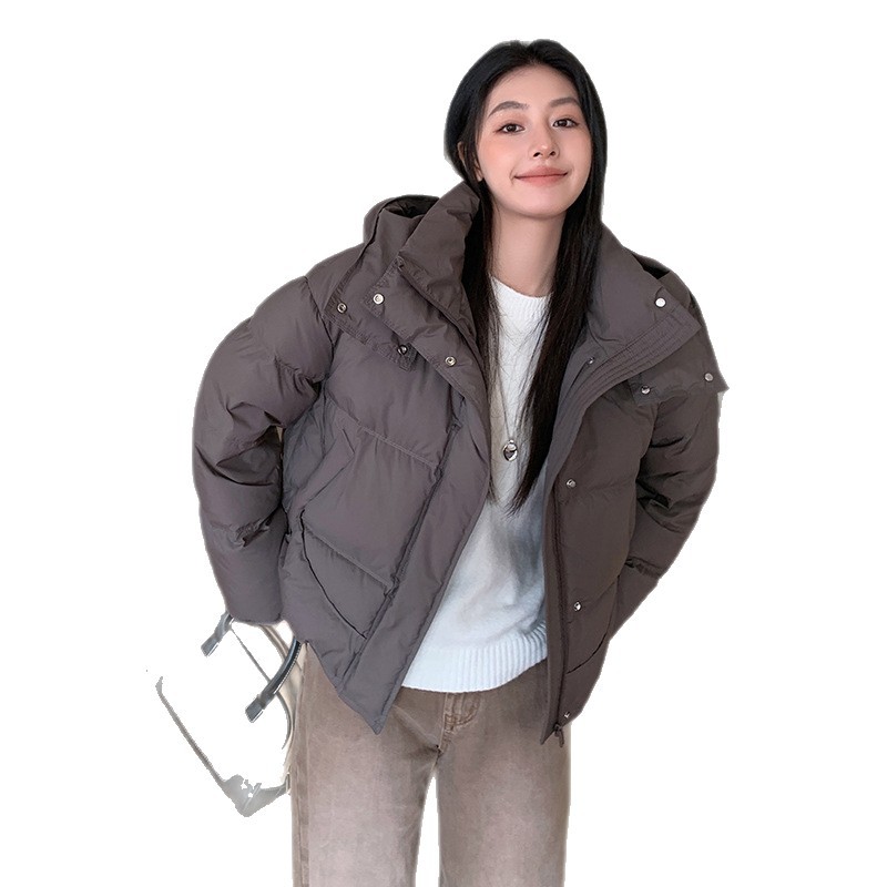 90鸭绒平湖羽绒服2025年秋冬保暖韩版百搭外套女短款连帽85326高清大图