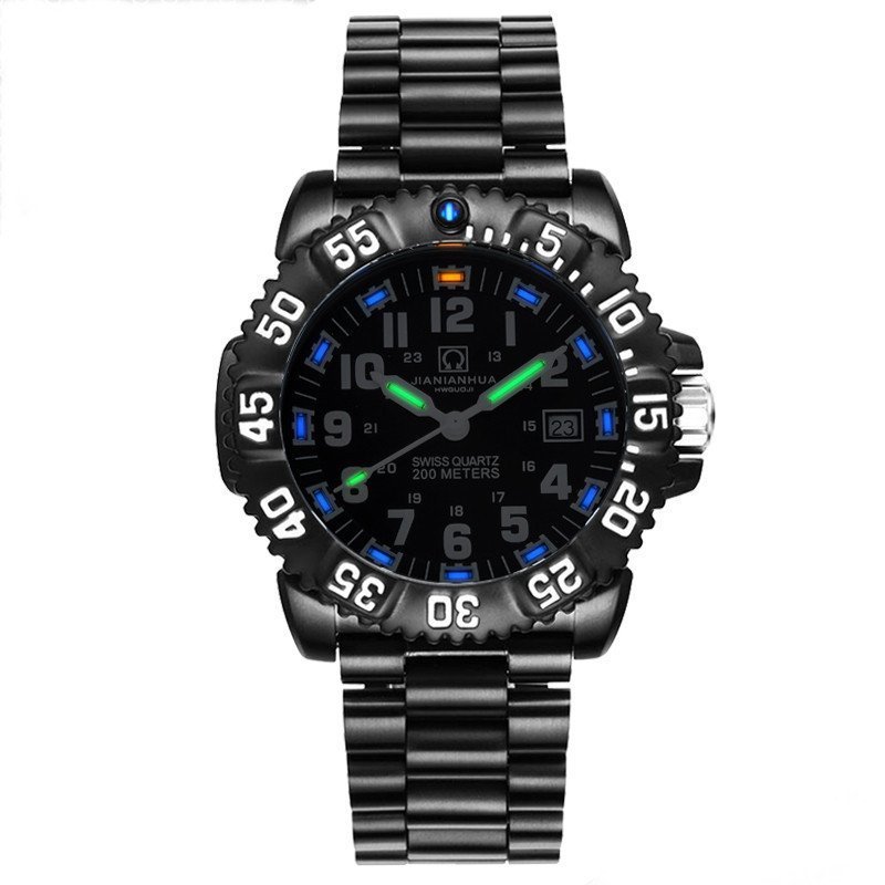 瑞士嘉年华CARNIVAL石英表 男士运动表户外手表防水多功能氚气自发光夜光军表特种潜水腕表海豹系列款8477G