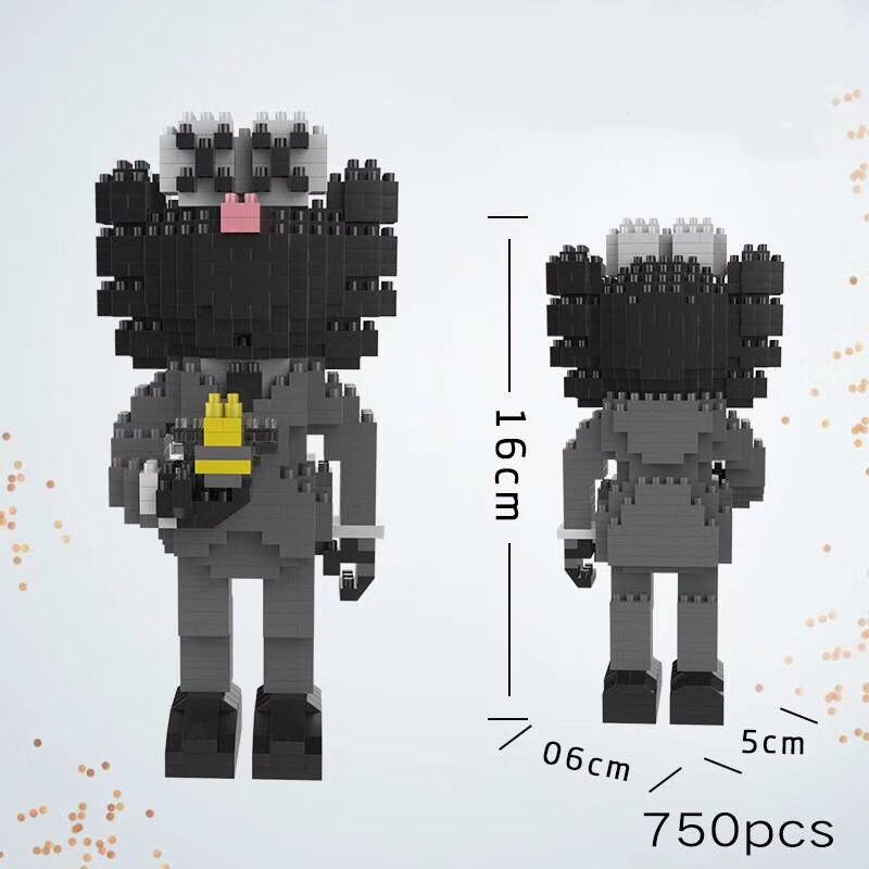 kaws潮牌 微型颗粒积木玩具拼插组装积木 男生女生 灰色芝西装黑